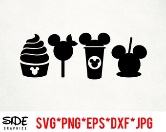 Arquivo digital para download instantâneo do Mickey Treats nos formatos SVG, PNG, EPS, JPG e DXF, compatível com Cricut, Silhouette e outros softwares de corte.