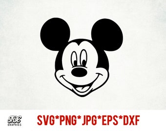 Mickey Face instant download digital file svg, png, eps, jpg, and dxf clip art for cricut silhouette and other cutting software
