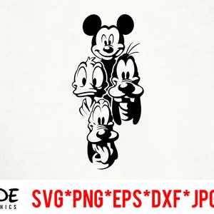 Mickey and Friends descarga instantánea de archivos digitales svg, png, eps, jpg y dxf clip art para silueta cricut y otro software de corte