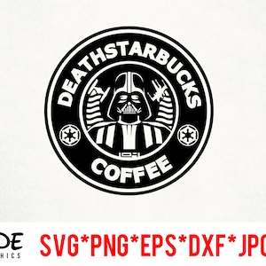 DeathStarbucks Coffee descarga instantánea de archivos digitales svg, png, eps, jpg y dxf clip art para silueta cricut y otro software de corte