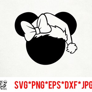 Santa Hat Minnie instant download digital file svg, png, eps, jpg, and dxf clip art for cricut silhouette and other cutting software