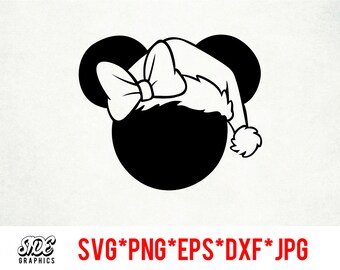 Téléchargement instantané de fichier numérique Santa Hat Minnie svg, png, eps, jpg et dxf clip art pour cricut silhouette et autre logiciel de découpe