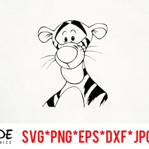 Tigger instant download digital file svg, png, eps, jpg, and dxf clip art for cricut silhouette and other cutting software