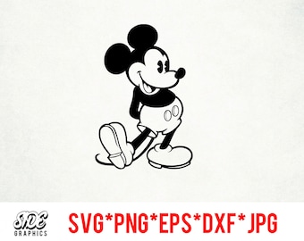 Mickey téléchargement instantané fichier numérique svg, png, eps, jpg et dxf clip art pour cricut silhouette et autres logiciels de découpe