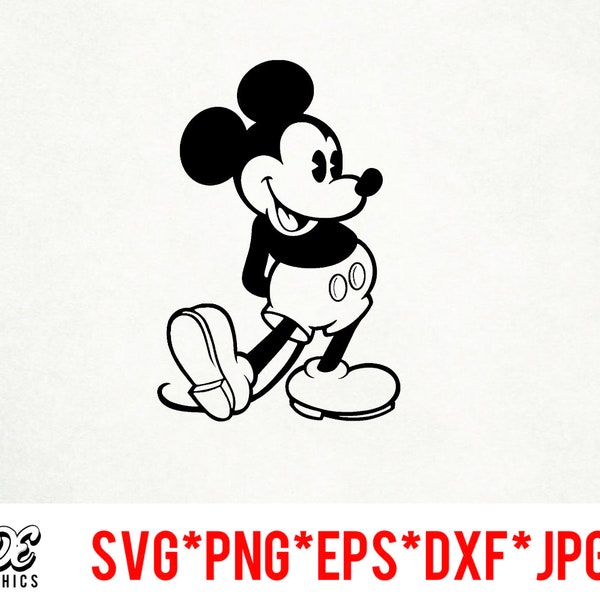 Mickey instant download digitale bestand svg, png, eps, jpg, en dxf clip art voor cricut silhouet en andere snijsoftware