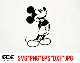 Descarga instantánea de archivos digitales de Mickey Mouse en formato SVG, PNG, EPS, JPG y DXF para Cricut, Silhouette y otros programas de corte.