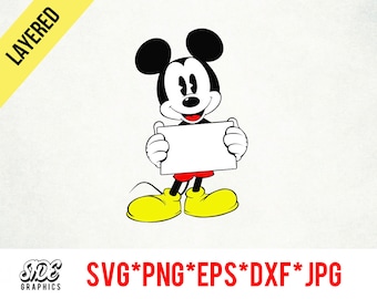 Blank Sign Mickey instant download digital file svg, png, eps, jpg, and dxf clip art for cricut silhouette and other cutting software