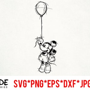 Szkic Myszki Miki natychmiastowe pobranie pliku cyfrowego svg, png, eps, jpg i dxf clipart dla sylwetki cricut i innego oprogramowania do cięcia