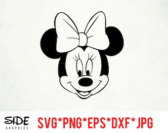 Minnie Mouse head instant download digital file svg, png, eps, jpg, and dxf clip art for cricut silhouette and other cutting software