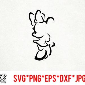 Minnie Outline download istantaneo di file digitali in formato svg, png, eps, jpg e clip art dxf per la silhouette cricut e altri software di taglio
