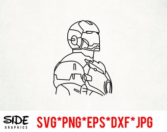 Diseño minimalista de Ironman: descarga instantánea en formato digital (SVG, PNG, EPS, JPG y DXF) para Cricut, Silhouette y otros programas de corte.