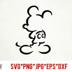 Mickey Outline téléchargement instantané du fichier numérique svg, png, eps, jpg et dxf clip art pour cricut silhouette et autres logiciels de découpe
