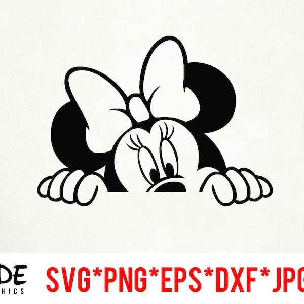 Peeking Minnie instant download digital file svg, png, eps, jpg, and dxf clip art for cricut silhouette and other cutting software