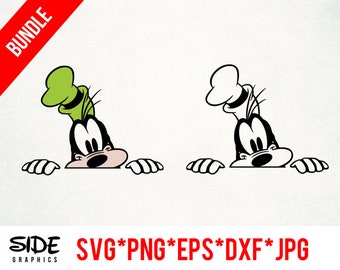Peaking Goofy Bundle download instantâneo de arquivo digital svg, png, eps, jpg e dxf clip art para silhueta cricut e outros softwares de corte