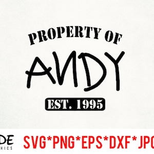 Propiedad de Andy descarga instantánea de archivos digitales svg, png, eps, jpg y dxf clip art para silueta cricut y otro software de corte