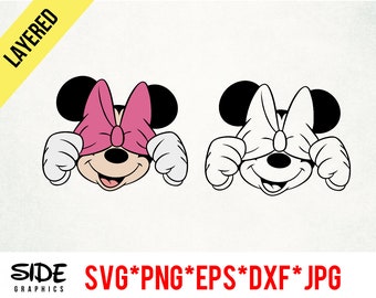 Shy Minnie instant download digital file svg, png, eps, jpg, and dxf clip art for cricut silhouette and other cutting software