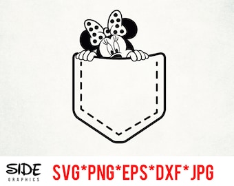 Pocket Minnie Mouse direktnedladdning digital fil svg, png, eps, jpg och dxf clipart för Cricut Silhouette och annan skärprogramvara