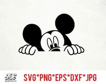 Peaking Mickey direktnedladdning digital fil svg, png, eps, jpg och dxf clipart för Cricut Silhouette och annan skärprogramvara