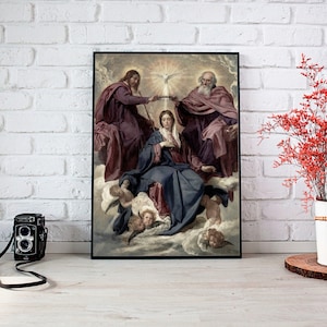 Catholic Digital Art Prints Vintage Christian Print Digital Catholic Printable Artwork Coronation Blessed Virgin Mary by Diego Velazquez