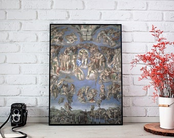 Katholieke Wall Art Prints Vintage christelijke digitale print katholieke afdrukbare kunstwerken het laatste oordeel door Michelangelo religieuze Home Decor