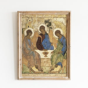 Santísima Trinidad por Andrei Rublev Obra de arte católica Impresión Christian Wall Art Catholic Vintage Imprimible Christian Home Decor Catholic