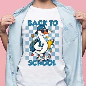 Back To School PNG First Day Of School Sublimation Design Cute Boy Girl Goose Illustration 1st Day School PNG Digital Download Clipart