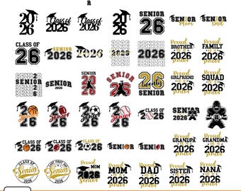 Senior 2026 gesneden SVG-bestandsbundel, afstuderen Coquette Bow Senior moeder SVG, High School Class of 2026 Senior Coquette Bow svg, Cricut gesneden bestanden