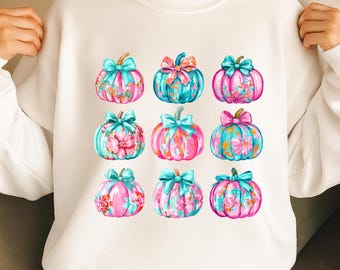 Coquete de abóbora rosa elegante PNG, clipart de abóbora com laço fofo, sublimação de outono feminina, PNG de Halloween rosa retrô, download digital para Cricut