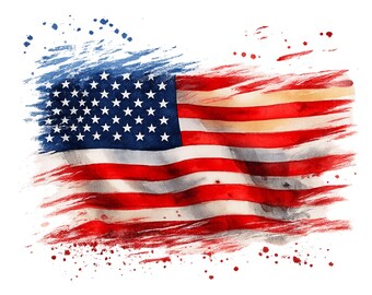 Patriotisk Clipart, amerikansk flagga Clipart, skräpjournal, digital nedladdning, pappershantverk, USA Clipart, högkvalitativ PNG, akvarell Clipart