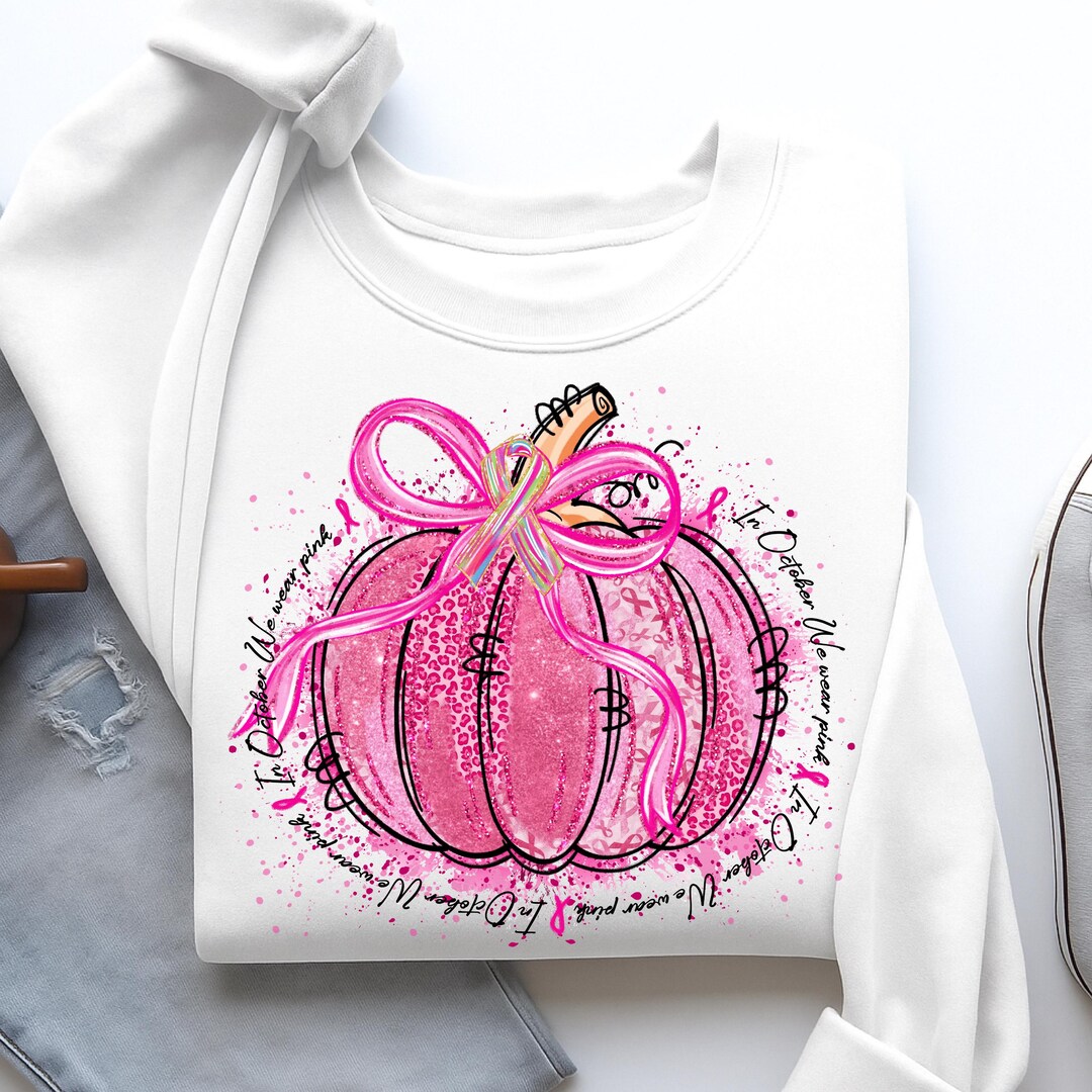 Breast Cancer Pumpkin Png, Pumpkin Faux Glitter Png, Pink Ribbon Png ...