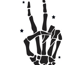 Skeleton Peace Sign, Skeleton Peace Hand, Skeleton Peace Sign Cut Files, Cricut, Silhouette, Skeleton Hand Instant Download SVG, PNG, SVG