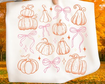 Coquette Pumpkin PNG, Pink Bow Pumpkin Clipart, Preppy Girly Fall Sublimation, Cute Pink Bow PNG, Digital Download for Cricut & Silhouette