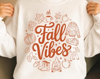 Fall Vibes PNG Preppy Autumn Coquette Bow with Floral Doodles Cozy Pumpkin Spice Sublimation Design for Girly Fall Shirt Creations