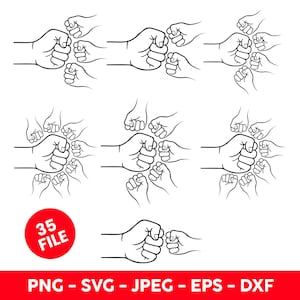 Father&#39;s Day Fist Bump Set, Father&#39;s Day Design, Baby Toddler Kid Dad Fist Bump, customized name SVG, Dad and Kid PNG, Dad Fist Bump Svg