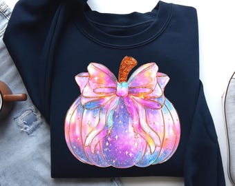 Preppy Pink Pumpkin PNG, Coquette Fall Sublimation Design, Girly Aesthetic Autumn Clipart, Cute Pumpkin Shirt PNG, Digital Download