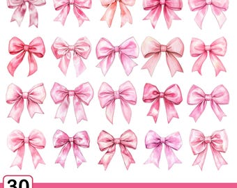 Pink Coquette Bow Clipart Bundle, Ribbon Bow Png, Hair Pink Bow, Coquette Bow Clipar, Bow Ribbon Clipart, Pink Bow png, Bow Clipart