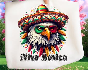 Viva Mexico Eagle PNG、メキシコ独立記念日昇華転写、愛国的なメキシコデザイン、フィエスタシャツグラフィック、デジタルダウンロード