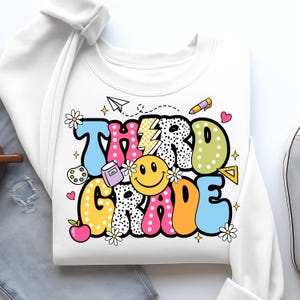 Third Grade PNG Preppy Floral Back to School Sublimation Design for Kids Shirt First Day of School PNG Digital Download for Trendy Classroom