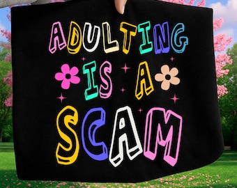 Adulting Is a Scam PNG, Adult Humor Checkered Western Design, Mental Health Sarcasm PNG, Leopard Print Trendy Sublimation, Digital Download