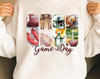 Football PNG Game Day Football Coquette Design with Bow Sublimation Brushstroke Touchdown Art for Football Mom and Mama Shirt Crafts
