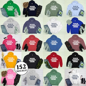 Gildan 18500 Hoodie Mockup Bundle , G185 Hooded Sweatshirt Mock-up Bundle ,Real Model Mock, Trendy Minimal Neutral Simple Boho Aesthetic