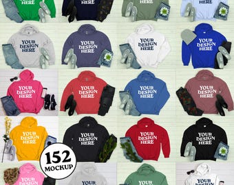 Maqueta de sudadera con capucha Gildan 18500, maqueta de sudadera con capucha G185, maqueta de modelo real, estética bohemia, minimalista, neutra y moderna.