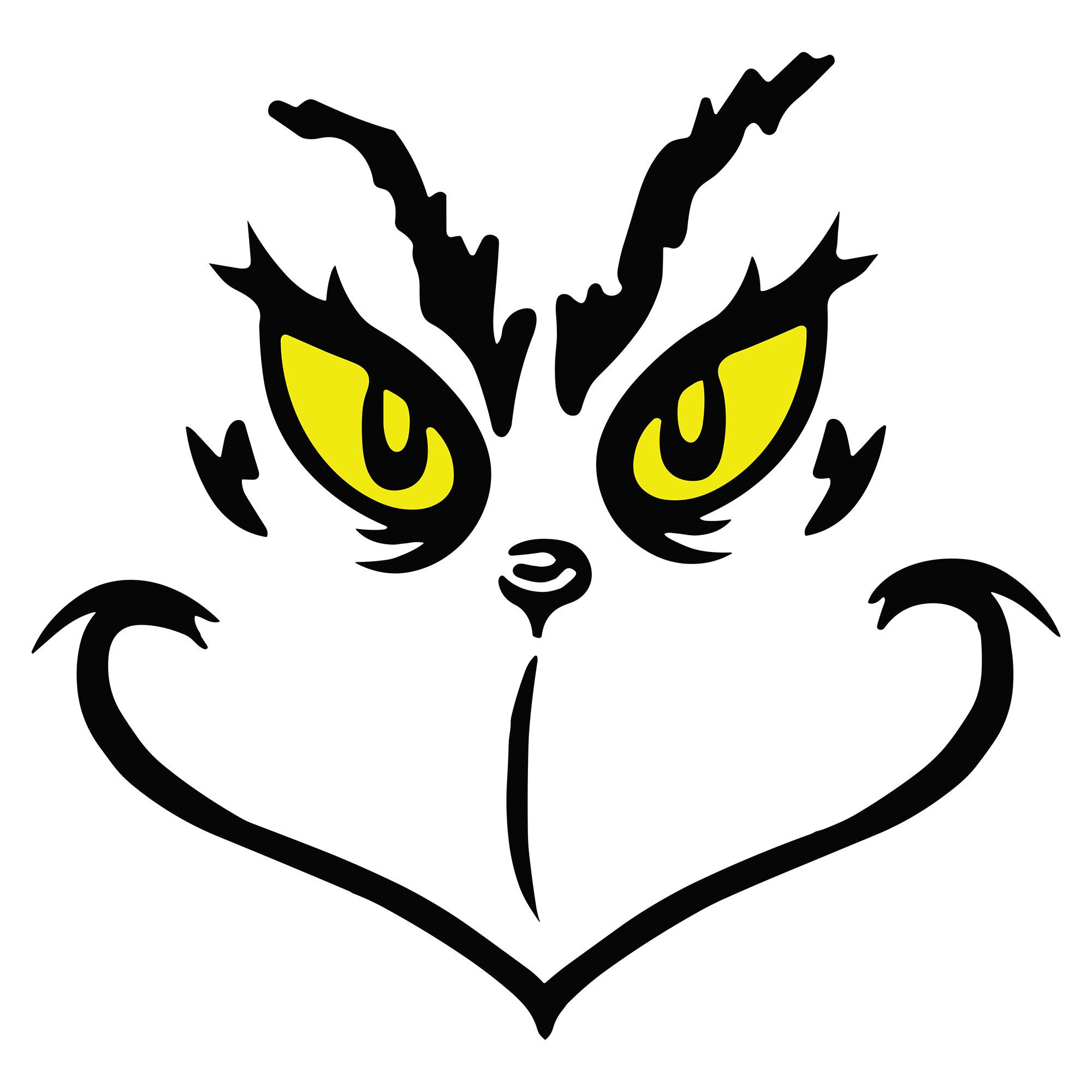 Grinch Face SVG , Grinch Face Yellow Eyes Cute Christmas Instant