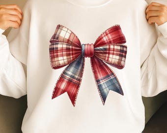 Coquette écossaise noeud PNG, Vichy carreaux ruban noeud Clipart, noeud tartan preppy PNG, sublimation de jolie chemise girly, téléchargement numérique pour Cricut