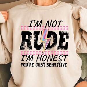 I’m Not Rude PNG Snarky Sarcastic Funny Saying Retro Checkered Trendy Sassy Women’s Attitude Sublimation Design for Apparel and Gifts