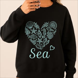 Sea Lover svg - Beach Shells & Ocean Creatures Heart Design -  Beach Png, Coastal Png, Retro Summer Png, Summer Coquette Png, Girls Trip Png