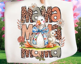 Mamma oca PNG, disegno a sublimazione floreale, clipart vintage di oca sciocca, maglietta divertente per la festa della mamma PNG, download digitale