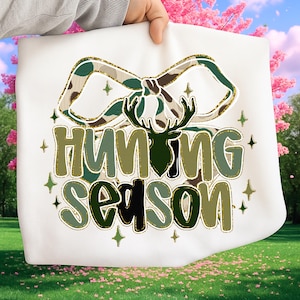 Hunting Season Coquette PNG, Deer Hunting Coquette Bow Sublimation Design, Girls Camo Hunting Shirt PNG, Duck Hunting Fall PNG