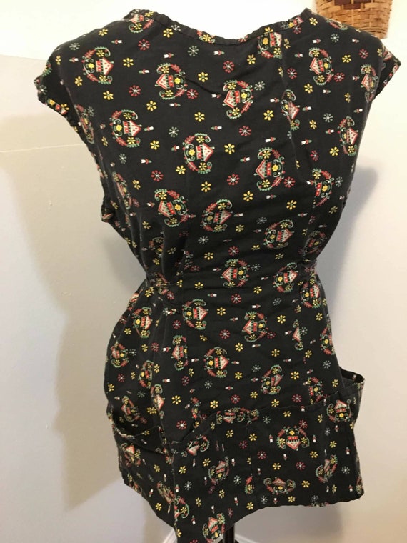 vintage black floral top - image 1