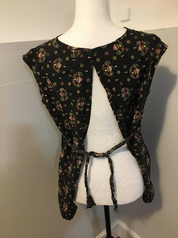 vintage black floral top - image 6